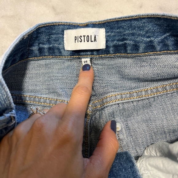 PISTOLA Cassie Super High Waist Straight Leg distressed jeans 24 - Picture 8 of 11